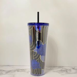 NWT Fall 2020 Starbucks Cobalt Blue Gold Rose Tumbler 24 oz